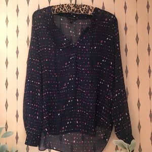 Banana republic navy/pink Sheer Long Sleeve top